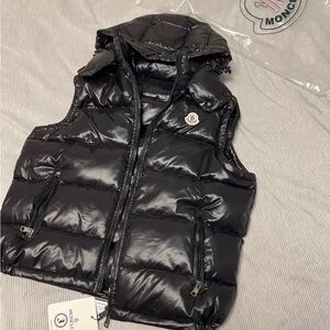 Moncler Shiny Black Hooded Vest